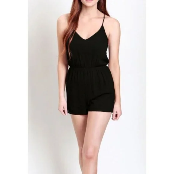 UNbranded Pants Jumpsuits Womens V Neck Strap Cold Shoulder